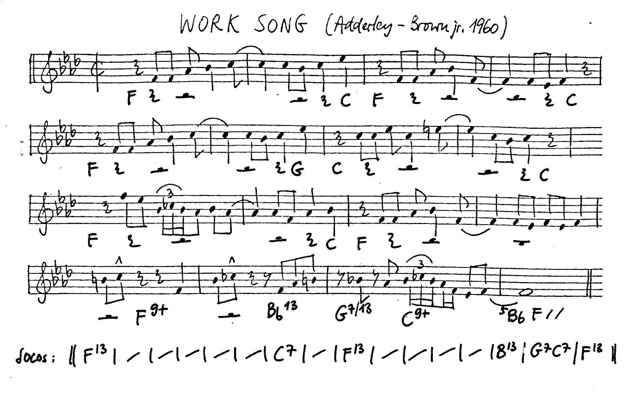 work song free jazz leadsheet - Courtesy of the Jungle Jazz Band